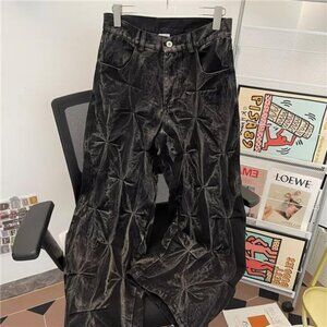 Y2K American Retro Washing for Old Dirty Dyeing Deconstructing Pleated Mopping